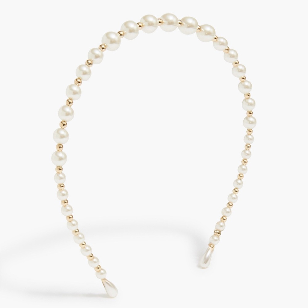 NWT J Crew Pearl and Gold Beaded Headband